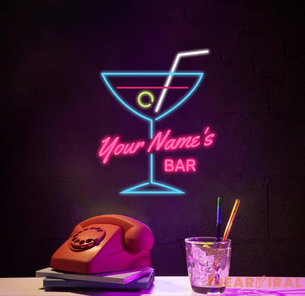 Cocktail Bar Neon Sign Custom Cocktail Bar Glass LED Neon Light Home Wall Decor Bar Led Sign Pub Led Signs Cocktails