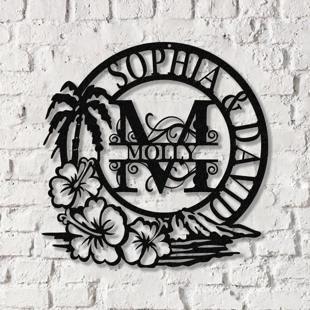 Coconut Tree Welcome Letter Sign Metal Wall Art Wall Art LED Light Door Decor Home Decor - Gearviral