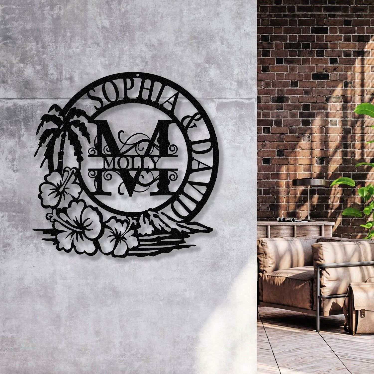 Coconut Tree Welcome Letter Sign Metal Wall Art, Wall Art LED Light, Door Decor, Home Decor - Gearviral