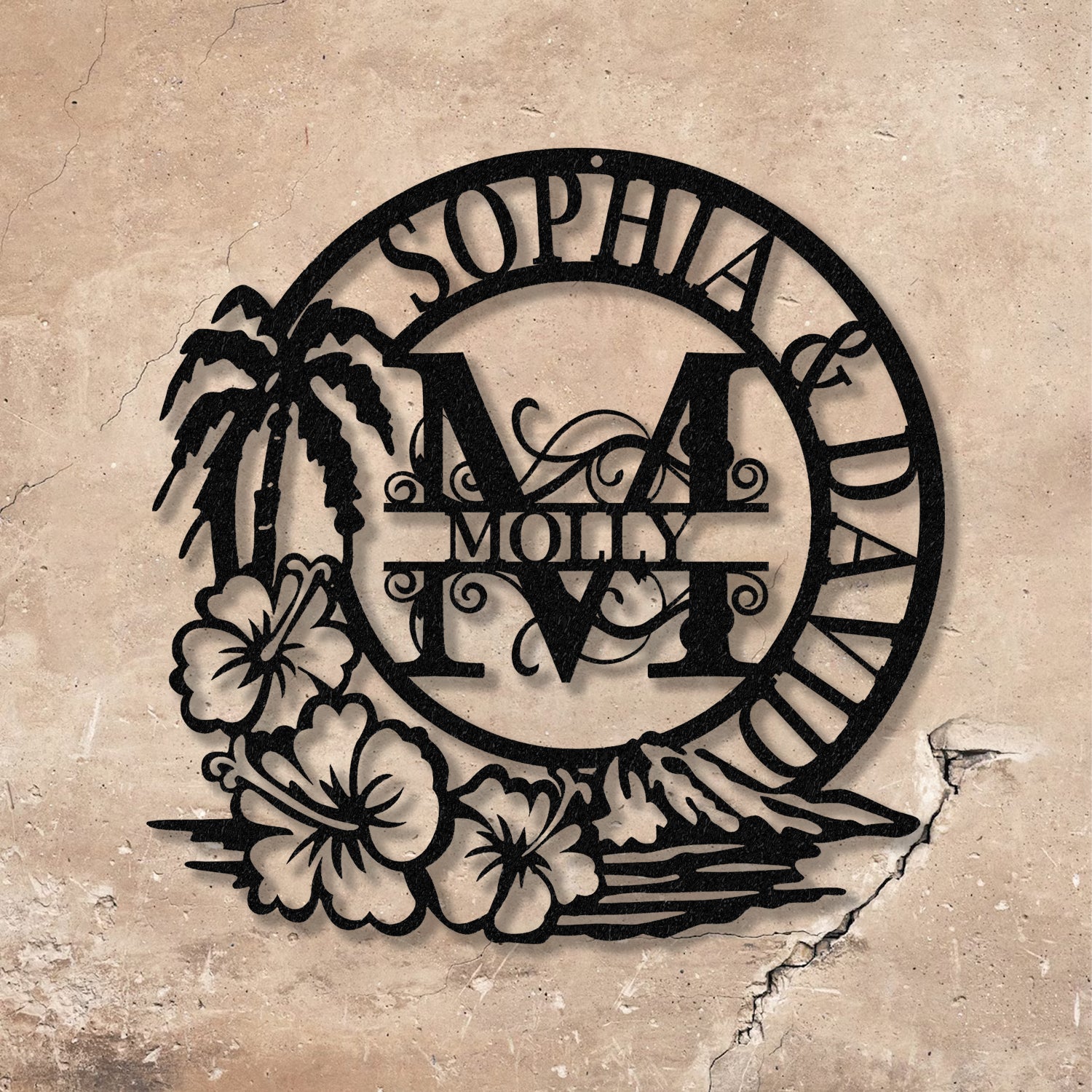 Coconut Tree Welcome Letter Sign Metal Wall Art, Wall Art LED Light, Door Decor, Home Decor - Gearviral