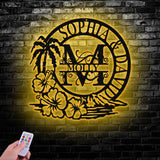 Coconut Tree Welcome Letter Sign Metal Wall Art, Wall Art LED Light, Door Decor, Home Decor - Gearviral