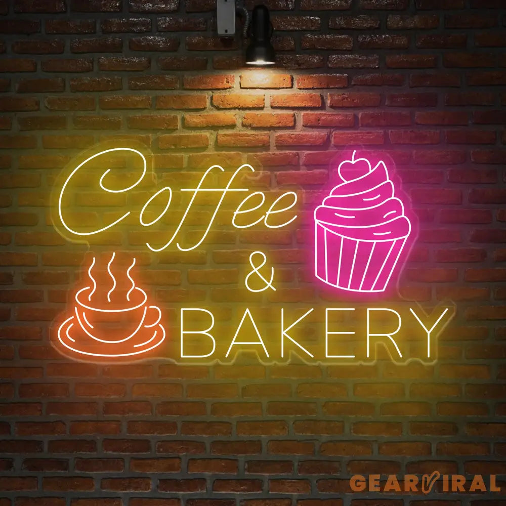 Coffee & Bakery Neon Sign - LED Wall Decor for Coffee Shops and Bakeries - Perfect Light for Cafes Restaurants and