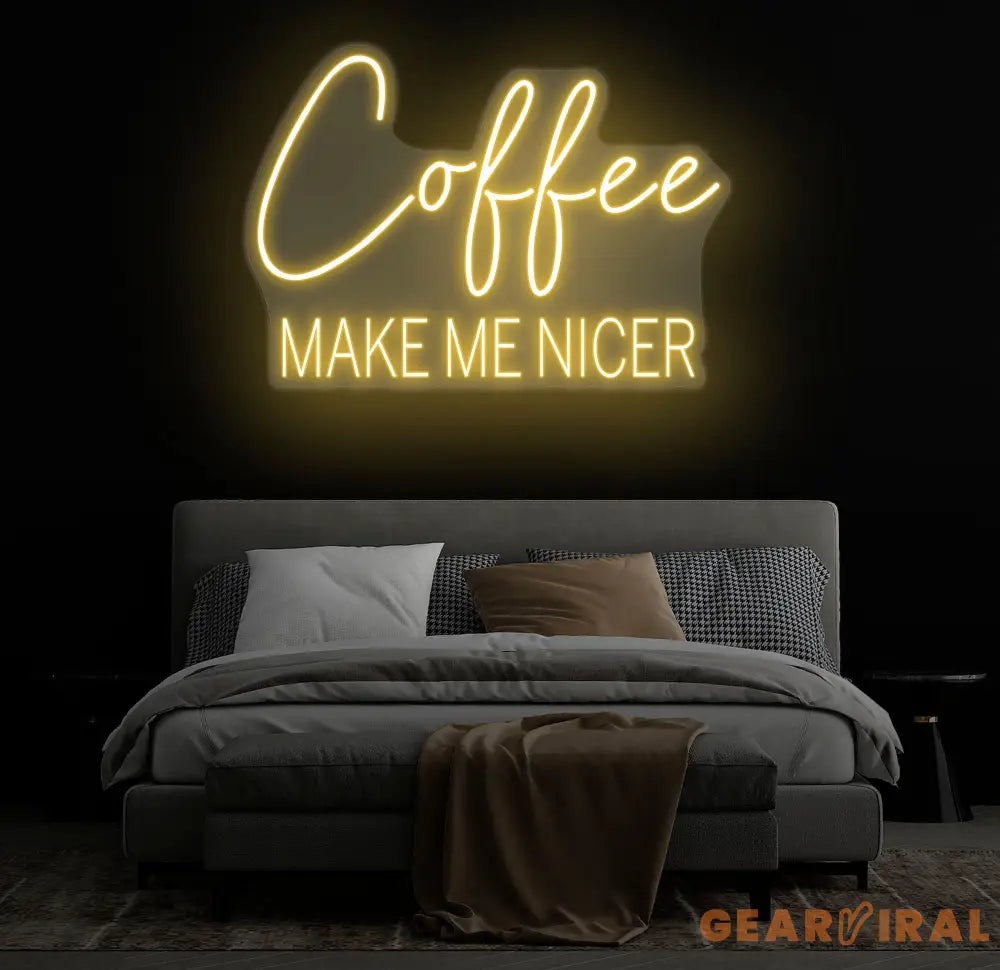 Coffee Make Me Nicer Neon Sign Custom Coffee Lover LED Light Home Office Decor Coffee Bar Wall Art Café Aesthetic Sign