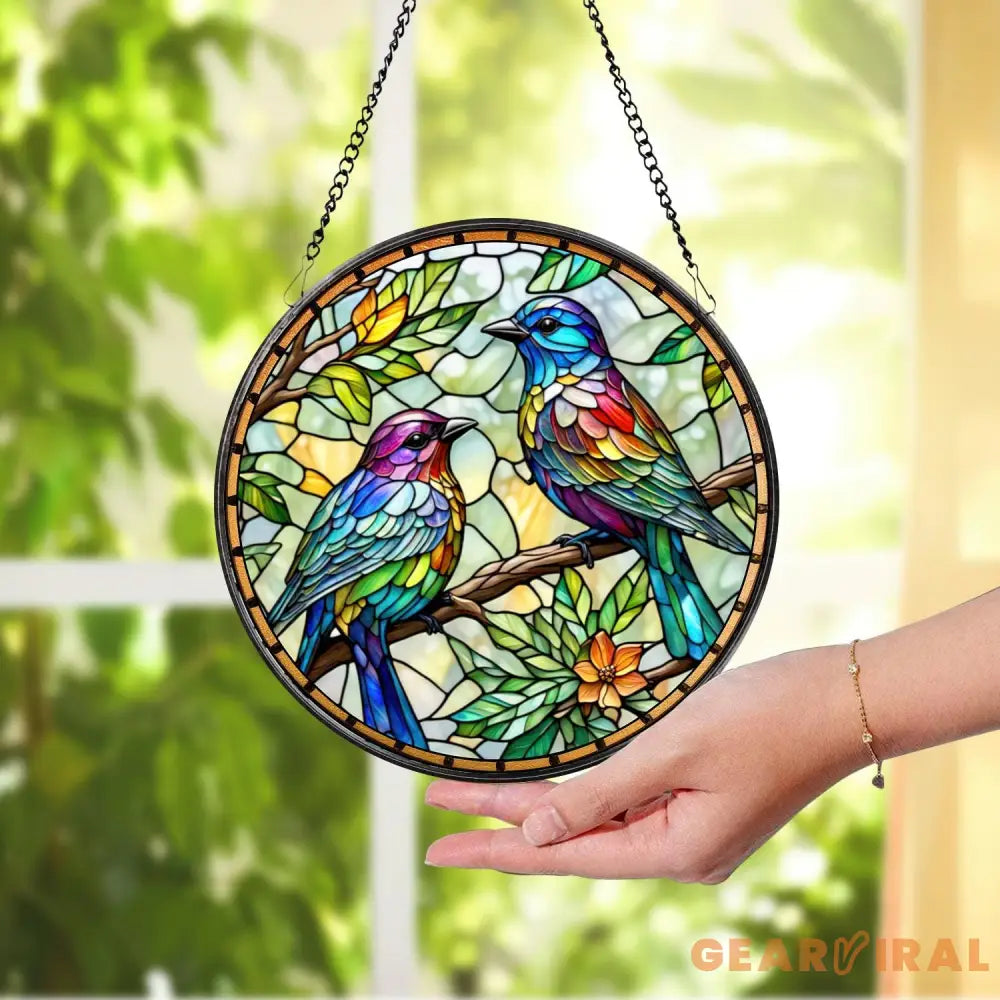 Colorful Bird Stained Glass Suncatcher Bird Window Hanging Bird Ornament Bird Nerd Bird Lover Gift Anniversary Gift