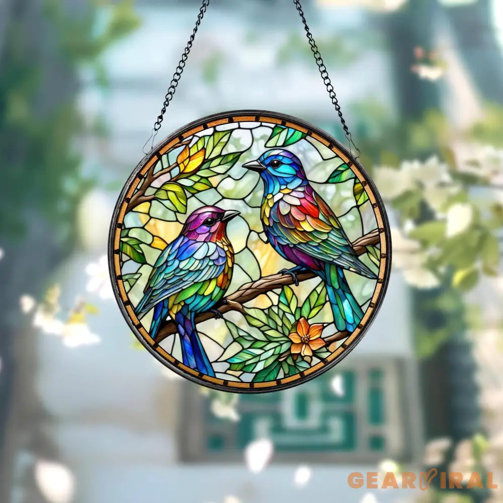 Colorful Bird Stained Glass Suncatcher Bird Window Hanging Bird Ornament Bird Nerd Bird Lover Gift Anniversary Gift