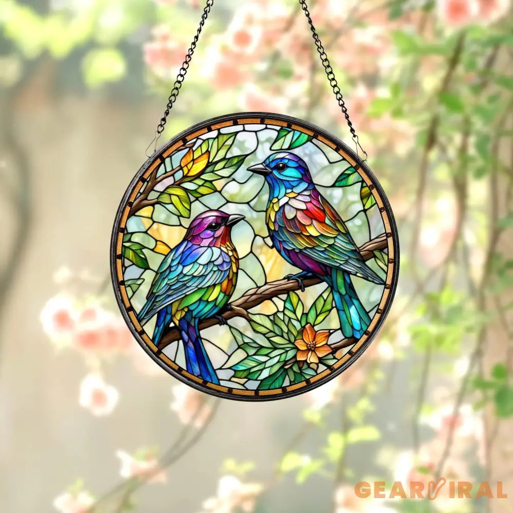 Colorful Bird Stained Glass Suncatcher Bird Window Hanging Bird Ornament Bird Nerd Bird Lover Gift Anniversary Gift