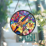 Colorful Guitar Window Hanging Ornament Musical Instrument Stained Glass Ornament Music Lover Gift Guitar Lover Gift