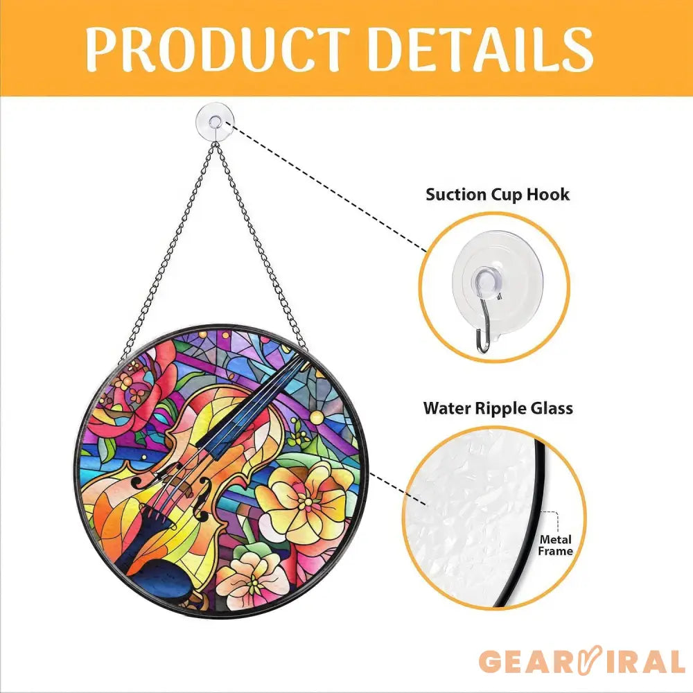 Colorful Guitar Window Hanging Ornament Musical Instrument Stained Glass Ornament Music Lover Gift Guitar Lover Gift
