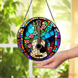 Colorful Guitar Window Hanging Suncatcher Musical Instrument Stained Glass Suncatcher Music Lover Gift Guitar Lover Gift