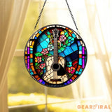 Colorful Guitar Window Hanging Suncatcher Musical Instrument Stained Glass Suncatcher Music Lover Gift Guitar Lover Gift