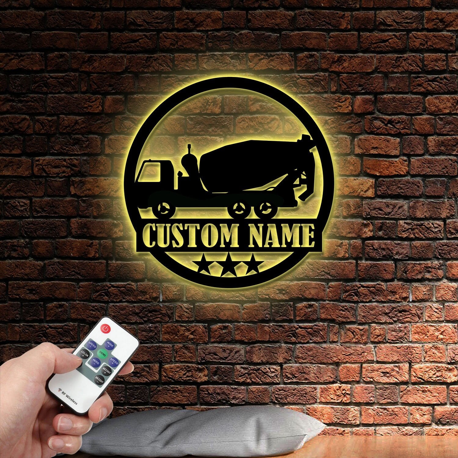 Concrete Mixer Truck Metal Sign With LED Light, Concrete Mixer Signs, Construction Truck Driving Decor, Truck Driver Name Sign, Gift For Dad