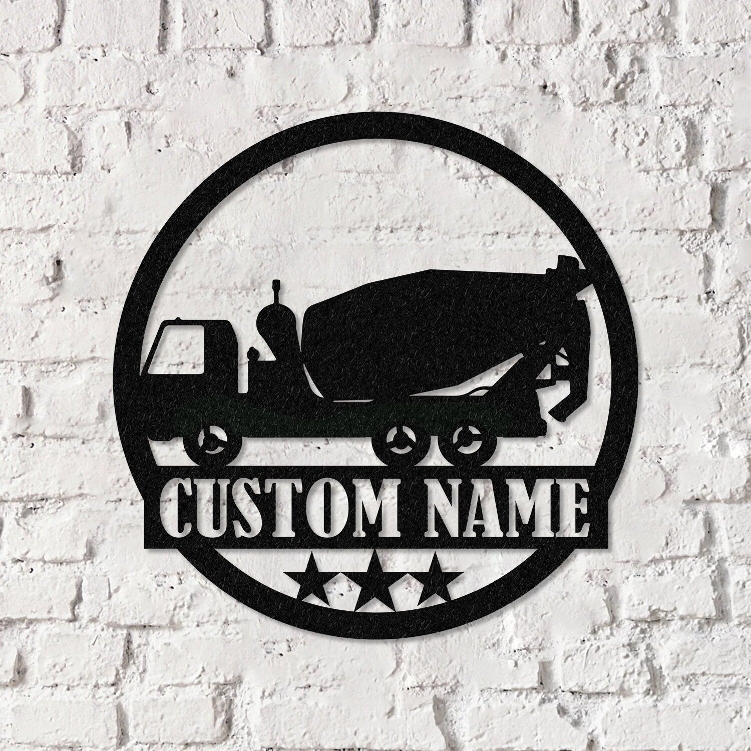 Concrete Mixer Truck Metal Sign With LED Light, Concrete Mixer Signs, Construction Truck Driving Decor, Truck Driver Name Sign, Gift For Dad