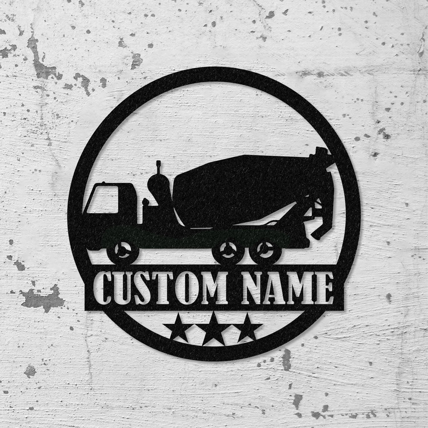 Concrete Mixer Truck Metal Sign With LED Light, Concrete Mixer Signs, Construction Truck Driving Decor, Truck Driver Name Sign, Gift For Dad