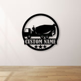 Concrete Mixer Truck Metal Sign With LED Light, Concrete Mixer Signs, Construction Truck Driving Decor, Truck Driver Name Sign, Gift For Dad