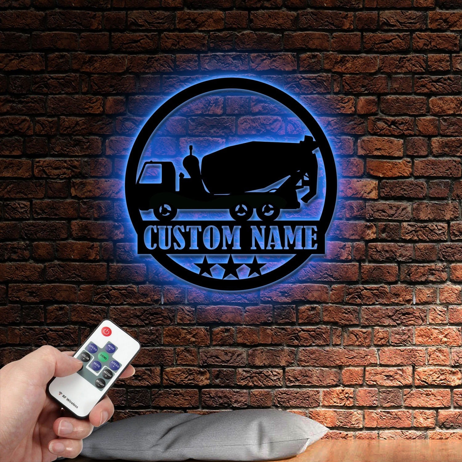 Concrete Mixer Truck Metal Sign With LED Light, Concrete Mixer Signs, Construction Truck Driving Decor, Truck Driver Name Sign, Gift For Dad