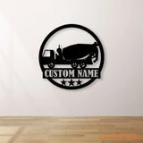 Concrete Mixer Truck Metal Sign With LED Light Concrete Mixer Signs Construction Truck Driving Decor Truck Driver Name