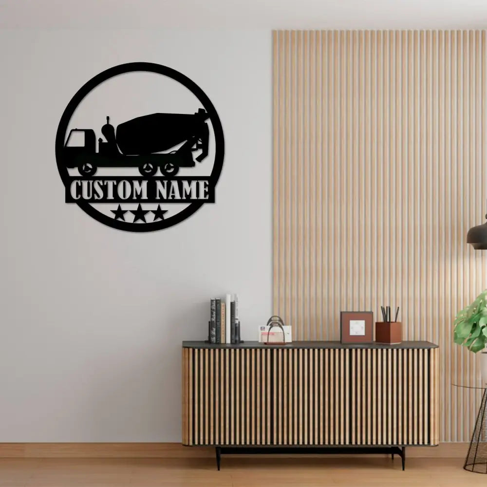 Concrete Mixer Truck Metal Sign With LED Light Concrete Mixer Signs Construction Truck Driving Decor Truck Driver Name