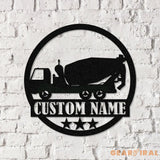 Concrete Mixer Truck Metal Sign With LED Light Concrete Mixer Signs Construction Truck Driving Decor Truck Driver Name
