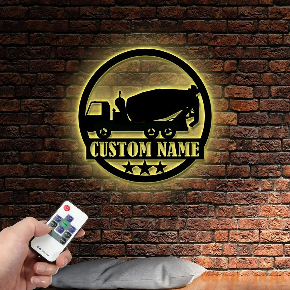 Concrete Mixer Truck Metal Sign With LED Light Concrete Mixer Signs Construction Truck Driving Decor Truck Driver Name