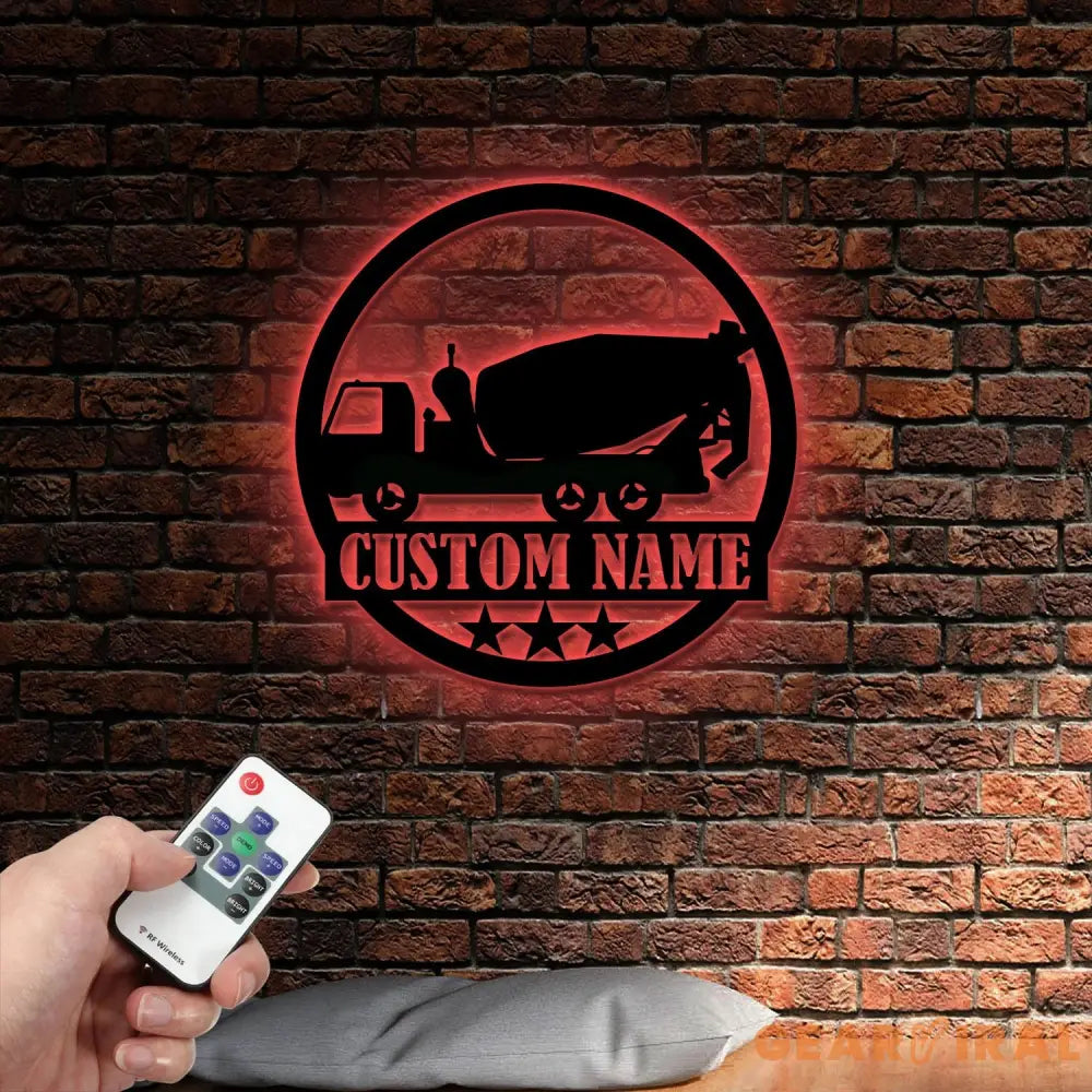 Concrete Mixer Truck Metal Sign With LED Light Concrete Mixer Signs Construction Truck Driving Decor Truck Driver Name
