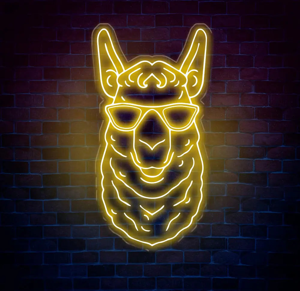 Cool Llama Neon Sign with Sunglasses Custom Animal Neon Light Funny Llama Wall Decor Neon Art for Kids Room Llama Lover