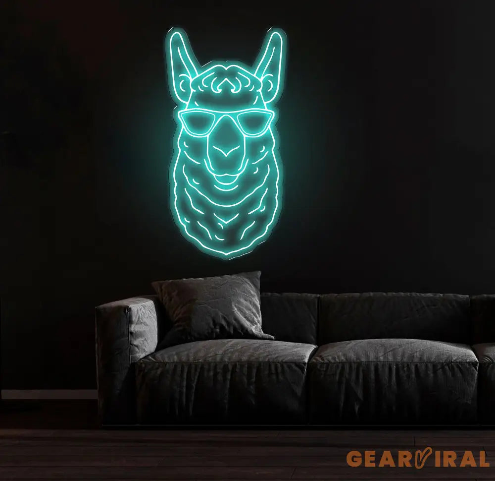 Cool Llama Neon Sign with Sunglasses Custom Animal Neon Light Funny Llama Wall Decor Neon Art for Kids Room Llama Lover