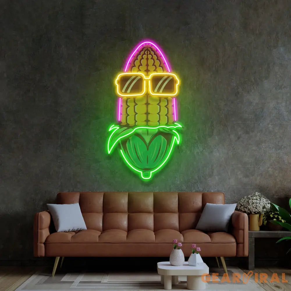 Corn Using Glasses LED Neon Sign Light Pop Art