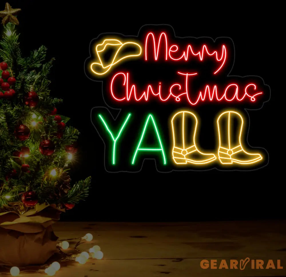 Cowboy Christmas Neon Sign Merry Christmas Led Sign Christmas Neon Light Cowboy Neon Sign Western Christmas Decor