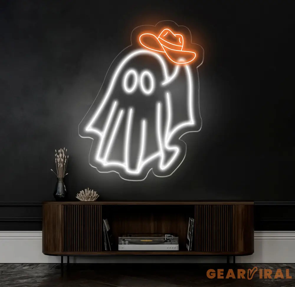 Cowboy Ghost Neon Sign - Custom Halloween LED Decor Western Cowboy Party Neon Light Ghost Wall Art Unique Bar Decor