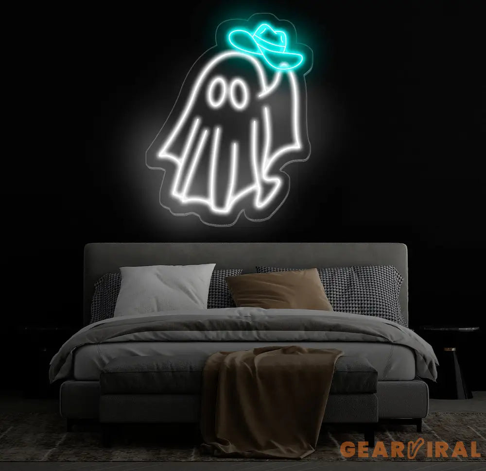 Cowboy Ghost Neon Sign - Custom Halloween LED Decor Western Cowboy Party Neon Light Ghost Wall Art Unique Bar Decor
