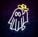 Cowboy Ghost Neon Sign - Custom Halloween LED Decor Western Cowboy Party Neon Light Ghost Wall Art Unique Bar Decor