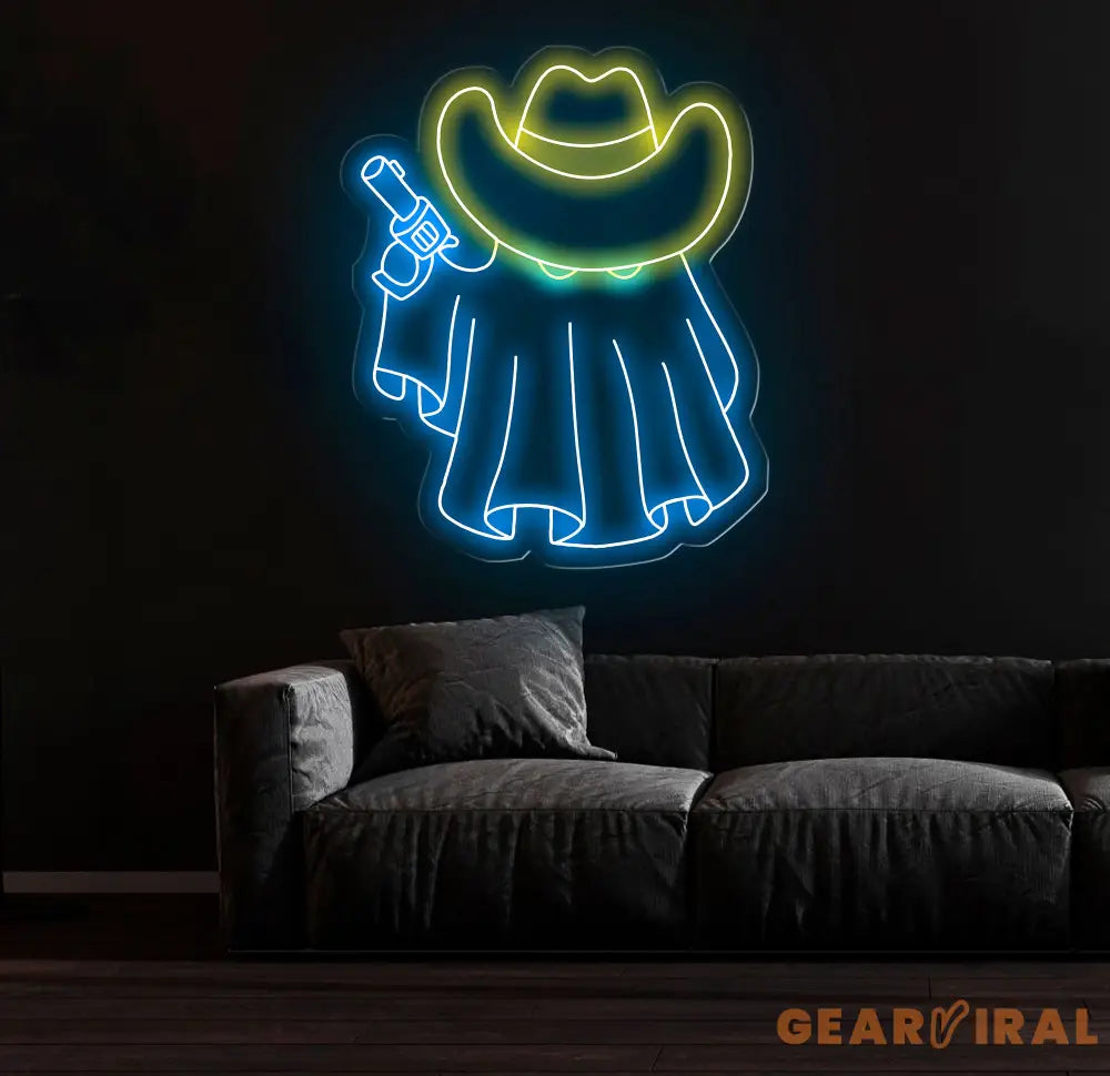 Cowboy Ghost Neon Sign Halloween Ghost LED Sign Cowboy Hat Light Up Decor Dallas Texas Halloween Sign Ghosts Cowboy