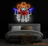 Cowboy Ghost Neon Sign Halloween Ghost LED Sign Cowboy Hat Light Up Decor Dallas Texas Halloween Sign Ghosts Cowboy