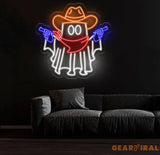 Cowboy Ghost Neon Sign Halloween Ghost LED Sign Cowboy Hat Light Up Decor Dallas Texas Halloween Sign Ghosts Cowboy