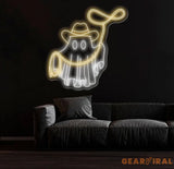 Cowboy Ghost Neon Sign - Western Ghost LED Light Custom Cowboy Neon Sign Spooky Western Decor for Bar Bedroom & Game