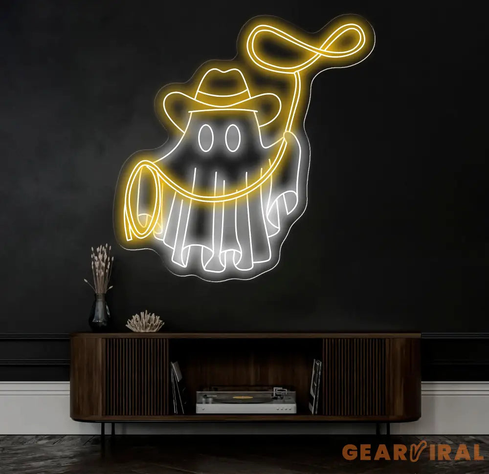 Cowboy Ghost Neon Sign - Western Ghost LED Light Custom Cowboy Neon Sign Spooky Western Decor for Bar Bedroom & Game