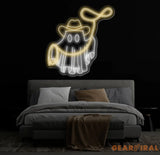 Cowboy Ghost Neon Sign - Western Ghost LED Light Custom Cowboy Neon Sign Spooky Western Decor for Bar Bedroom & Game