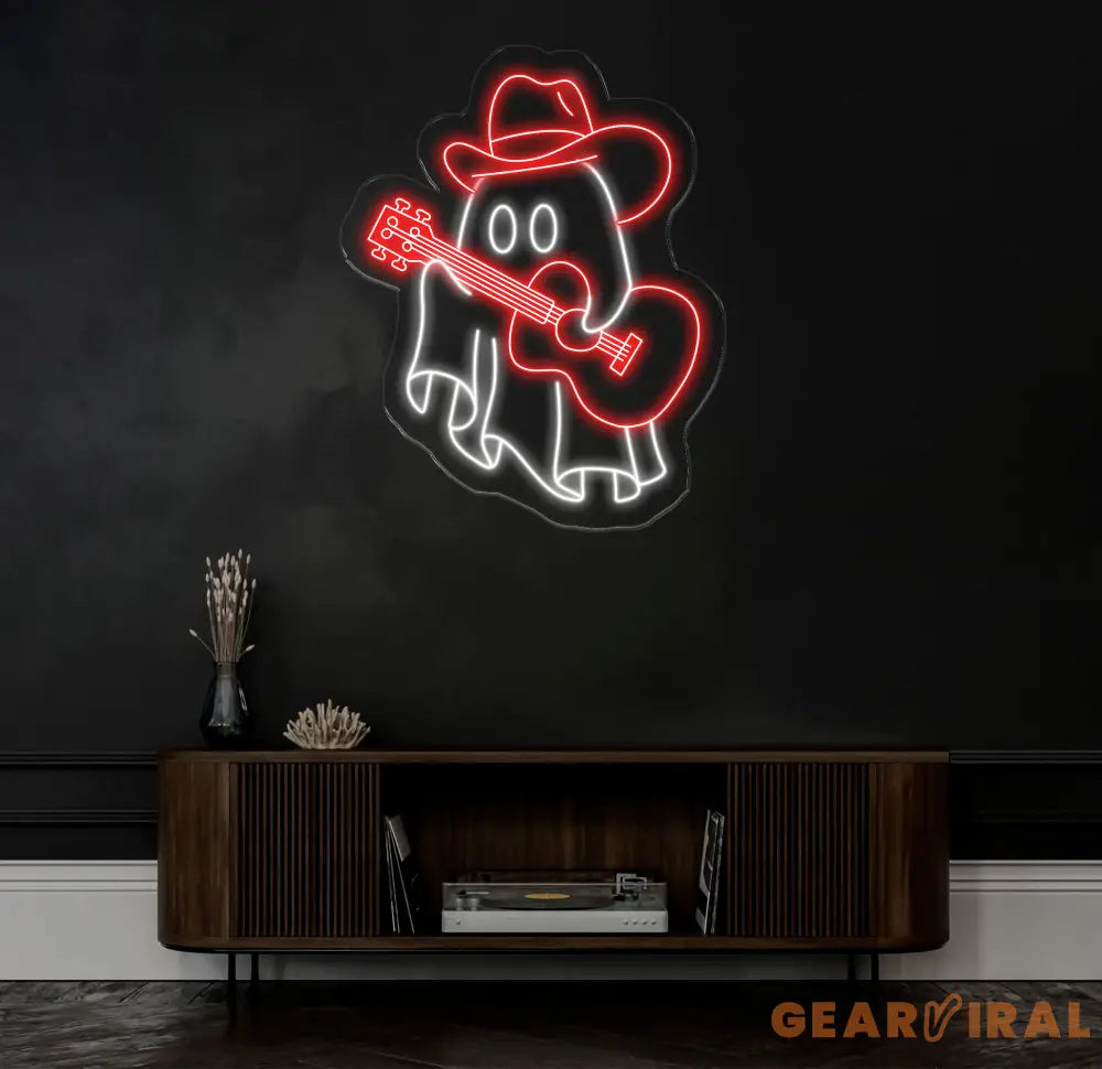 Cowboy Ghost Playing Guitar Neon Sign Spooky Western LED Light Ghost Music Neon Art Custom Cowboy Ghost for Bar Game