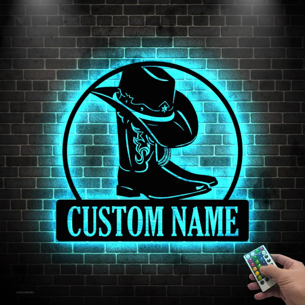 Cowboy Metal Sign LED - Personalized Cowboy Metal Signs - Cowboy Hat Metal Sign - Custom Texas Signs | GearViral