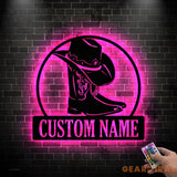 Cowboy Metal Sign LED - Personalized Cowboy Metal Signs - Cowboy Hat Metal Sign - Custom Texas Signs | GearViral