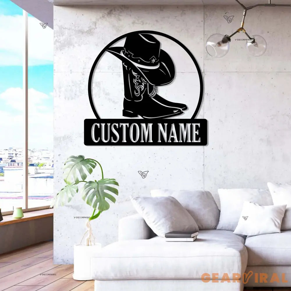 Cowboy Metal Sign LED - Personalized Cowboy Metal Signs - Cowboy Hat Metal Sign - Custom Texas Signs | GearViral