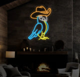 Cowboy Parrot Neon Light Parrot Cowboy Led Light Parrot Cowboy Hat Led Sign Cowboy Parrot Bird Neon Sign Western Room