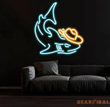 Cowboy Shark Neon Light Neon Sign Light Decor Shark Bedroom Neon Sign Sea Shark Led Light Home Neon Lights Shark Wall