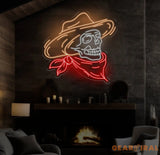 Cowboy Skeleton Neon Sign - LED Skeleton Light Grim Reaper Art Halloween Decor Horror House Wall Art Custom Home Neon