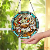 Crab Suncatcher Window Hangings Crab Lovers Gift FAUX Stained Glass Art Home Decor Crab Ornament Beach House Suncatcher