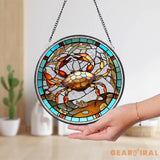 Crab Suncatcher Window Hangings Crab Lovers Gift FAUX Stained Glass Art Home Decor Crab Ornament Beach House Suncatcher