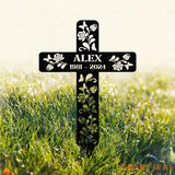Cross Remembering Garden Stake Personalized Metal Garden Marker Memorial Cross Metal Sign Sympathy Gift Grave Marker