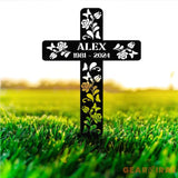 Cross Remembering Garden Stake Personalized Metal Garden Marker Memorial Cross Metal Sign Sympathy Gift Grave Marker