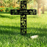 Cross Remembering Garden Stake Personalized Metal Garden Marker Memorial Cross Metal Sign Sympathy Gift Grave Marker