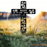 Cross Remembering Garden Stake Personalized Metal Garden Marker Memorial Cross Metal Sign Sympathy Gift Grave Marker